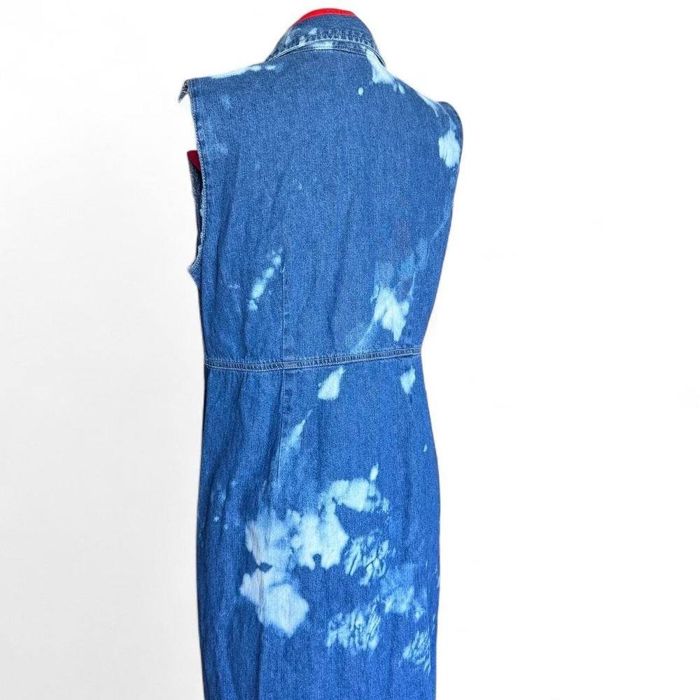 vintage 90s Bobbie Brooks sleeveless blue denim maxi dress tie dye size medium - Picture 5 of 8